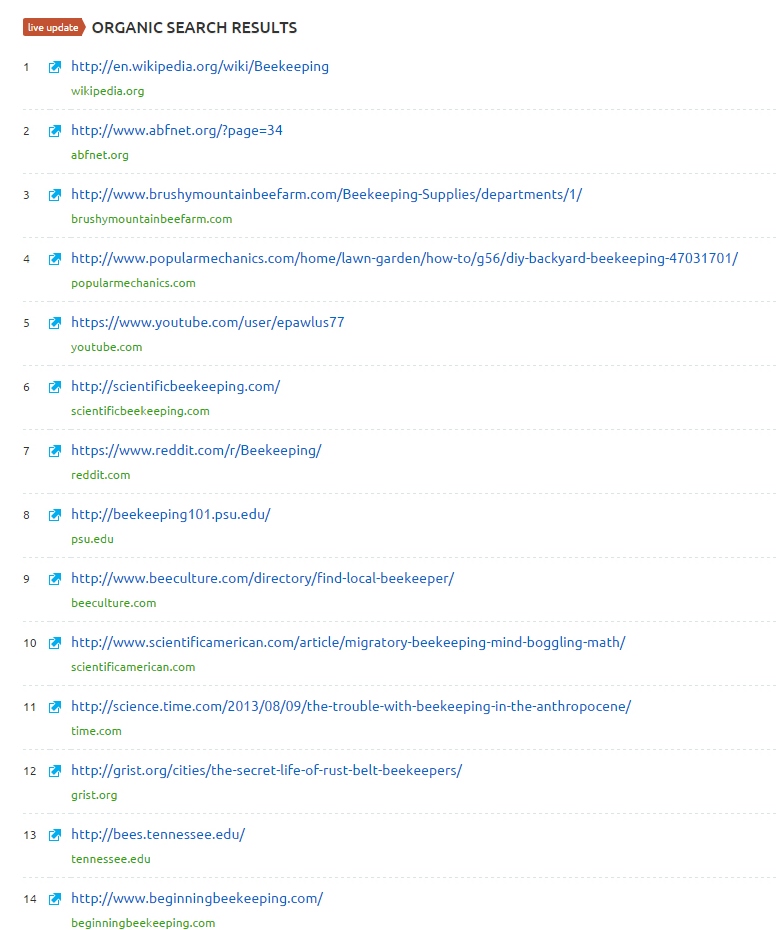 Organic search results 
